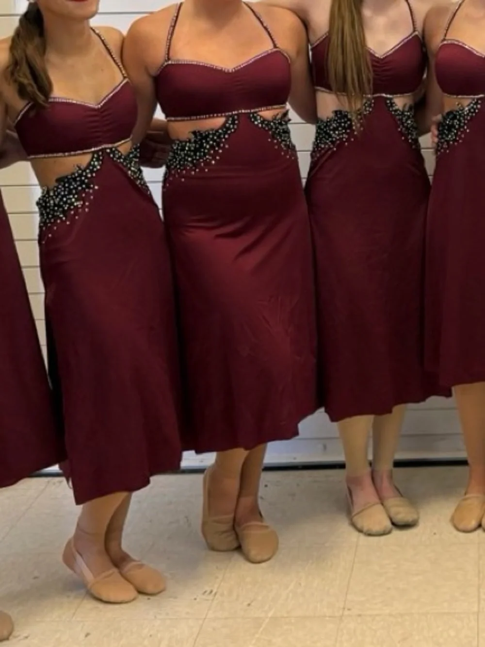 Kelle Burgundy stoned Dance costume